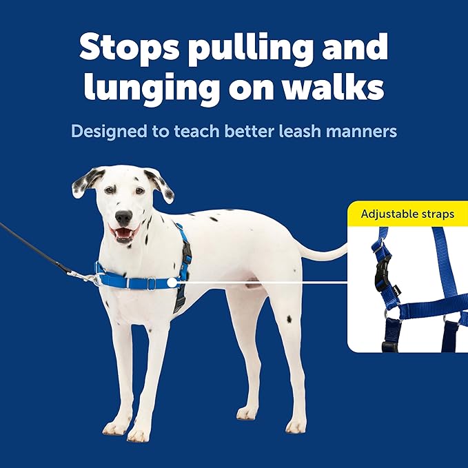 PetSafe Easy Walk No-Pull Dog Harness - The Ultimate Harness to Help Stop Pulling - Take Control & Teach Better Leash Manners - Helps Prevent Pets Pulling on Walks, Medium/Large, Royal Blue/Navy Blue