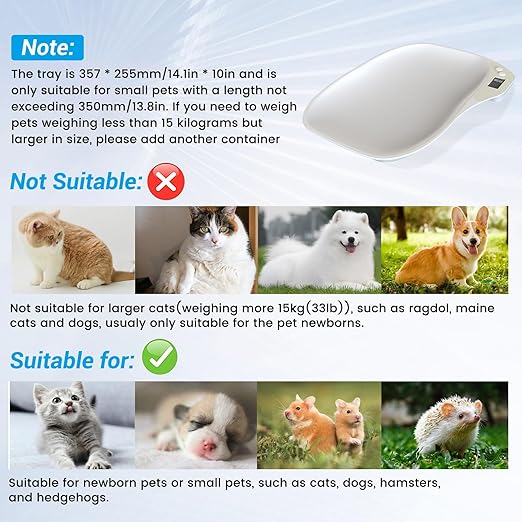 Small Digital Pet Scale for Dogs Cats, Max 33 lbs LCD Display Small Animal Scale, Multi-Function Mini Electronic Kitchen Food Weighing Scales, for Hamster Kitten Puppy Hamster Little Bird