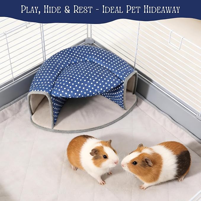 Guinea Pig Hideout Tunnel Bed, Washable Soft Small Animal Hideaway for Ferret, Chinchilla, Dwarf Bunny - House Pet Cage Accessory
