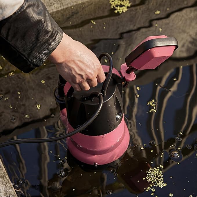 Sump Pump, Prostormer 1HP 3700GPH Submersible Clean/Dirty Water Pump with Automatic Float Switch for Pool (Pink)
