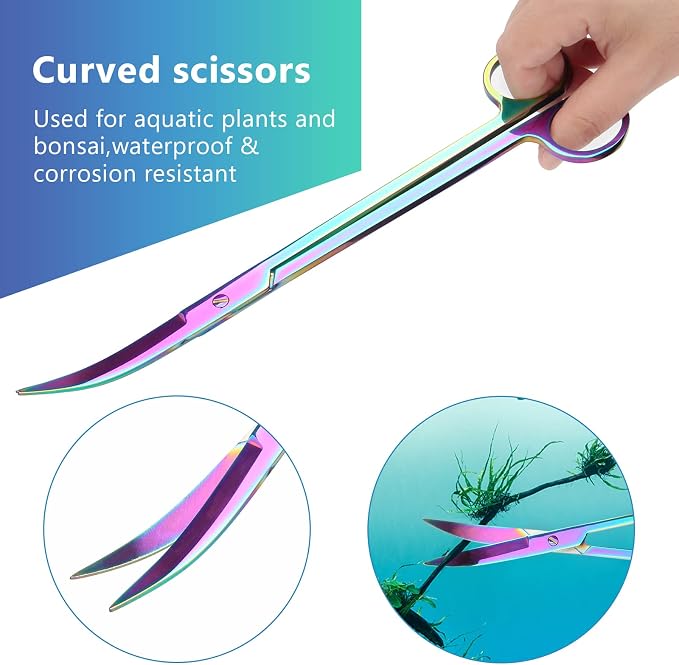 Catcan 4 in 1 Quarium Aquascape Tools Kits, Fish Tank Plant Tools Tweezers | Anti-Rust Stainless Steel, Aquatic Plant Aquascaping Tweezers, Scissors, Spatula for Aquarium Tank Cleaning