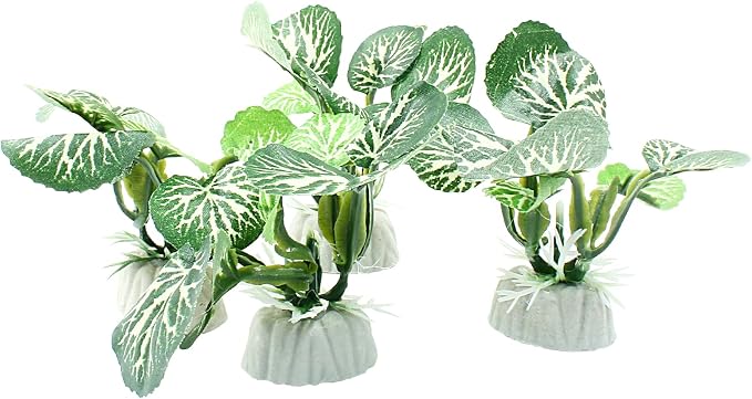 Soft Aquarium Plants Betta Fish Tank Decorations, Green, 2 Inch | Betta Leaf Pad, Silk Plastic Artificial Plants, 4Pcs Set, Reptile Tank Decor