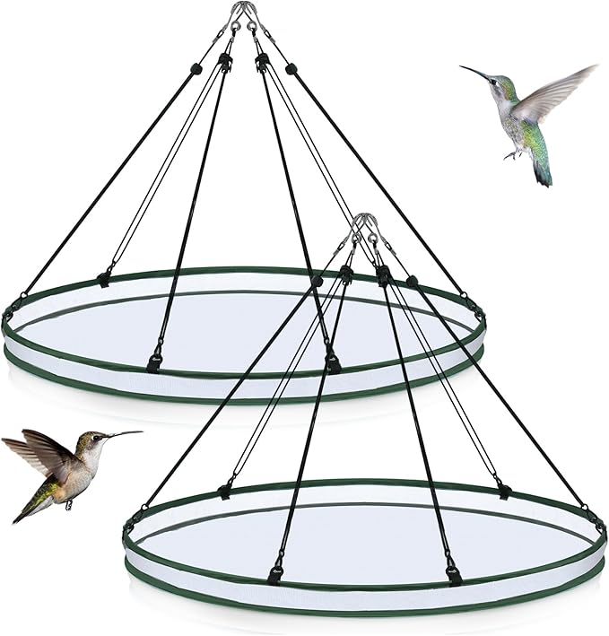 FoldTier 2 Pieces 30 Inch Universal Wild Bird Seed Catcher Hanging Hoop Platform Bird Seed Catcher Tray for Hummingbird Feeders Bee Feeder Outdoor Garden Accessories