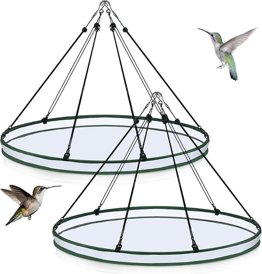 FoldTier 2 Pieces 30 Inch Universal Wild Bird Seed Catcher Hanging Hoop Platform Bird Seed Catcher Tray for Hummingbird Feeders Bee Feeder Outdoor Garden Accessories