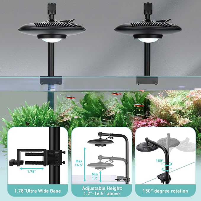 hygger 75W High PAR Aquarium LED Light, 5 Adjustable Brightness Full Spectrum Fish Tank Lamp & Stand Kit Ideal for Aquascaping Planted Tank Fish Display Shrimp Tank Paludarium