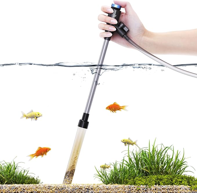Gravel Vacuum for Aquarium, Fish Tank Cleaner Kit Mini Manual Tank Vacuum, Fishtank Cleaner Tools, Small Aquariums Water Changer, Adjustable Siphon Pump Use for Fish Turtle Cleaning Manure Wash Sand