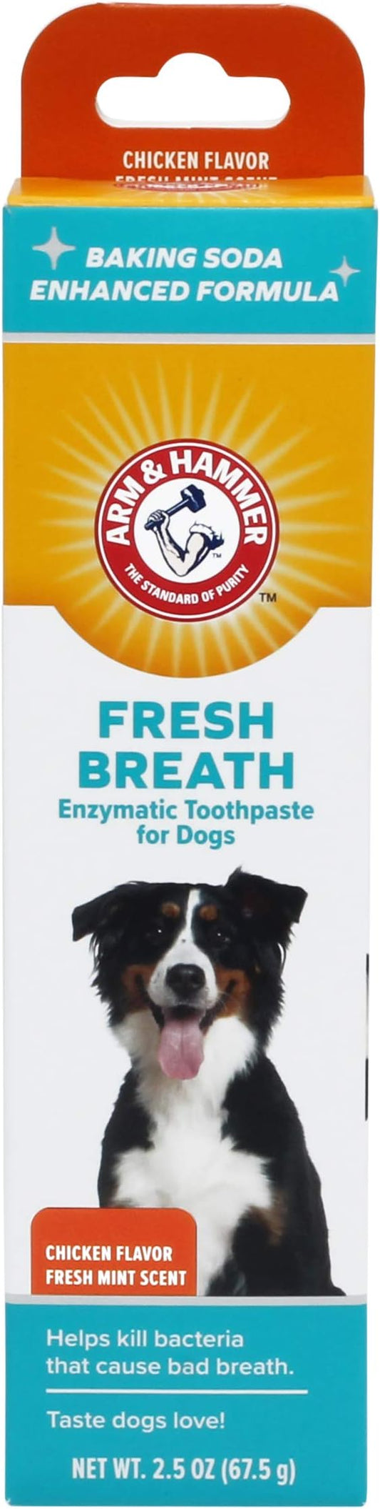 Arm & Hammer for Pets Fresh Breath Enzymatic Dog Toothpaste, Chicken Flavor, Safe for Puppies and Adult Dogs, Daily Baking Soda Dental Gel to Eliminate Bad Breath, 2.5 Oz