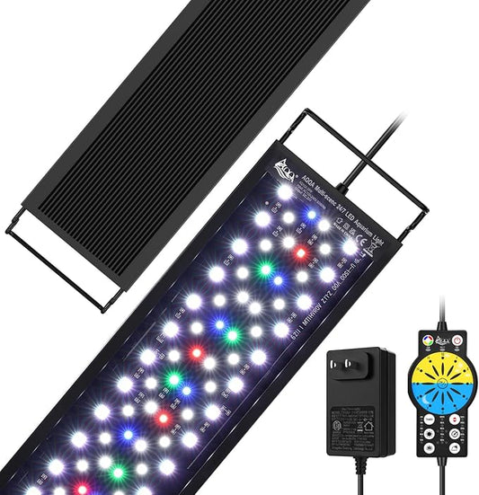 AQQA LED Aquariums Light Full Spectrum for 18-24 inch, Fish Tank Light | with Timer for Freshwater and Plants Growth, 24/7 Lighting Cycle, 9 Color Modes & 10-Level Brightness, 26W Black