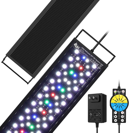 AQQA LED Aquariums Light Full Spectrum for 12-18 inch, Fish Tank Light | with Timer for Freshwater and Plants Growth, 24/7 Lighting Cycle, 9 Color Modes & 10-Level Brightness, 22W Black