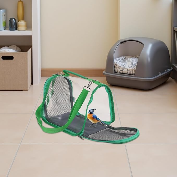 VILLCASE Portable Bird Travel Cage Carrier for Small Birds Budgie Parrot Lightweight Green Compact Outdoor Transport Bag