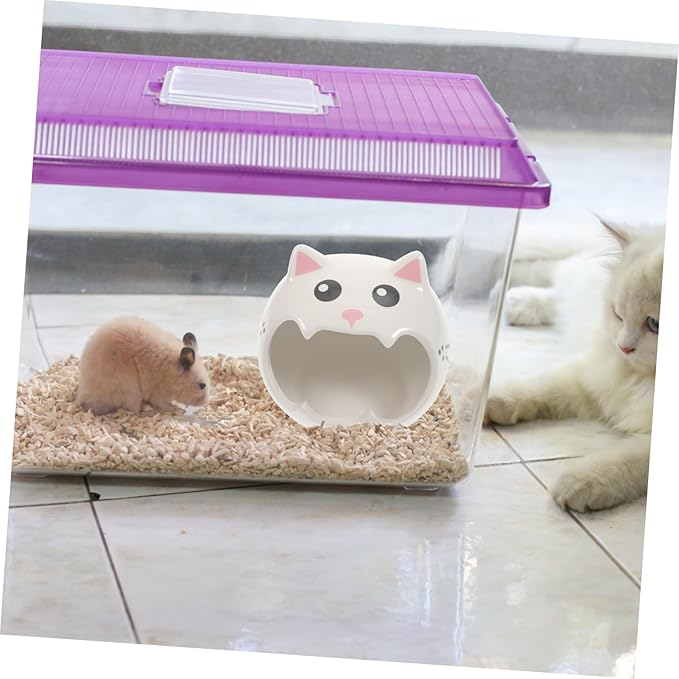 Totority Ceramic Small Pet Hideout for Guinea Pigs and Hamsters Cooling Nest for Summer Natural Wear-Resistant Ceramic Hut Safe Resting and Playing Shelter for Small Animals