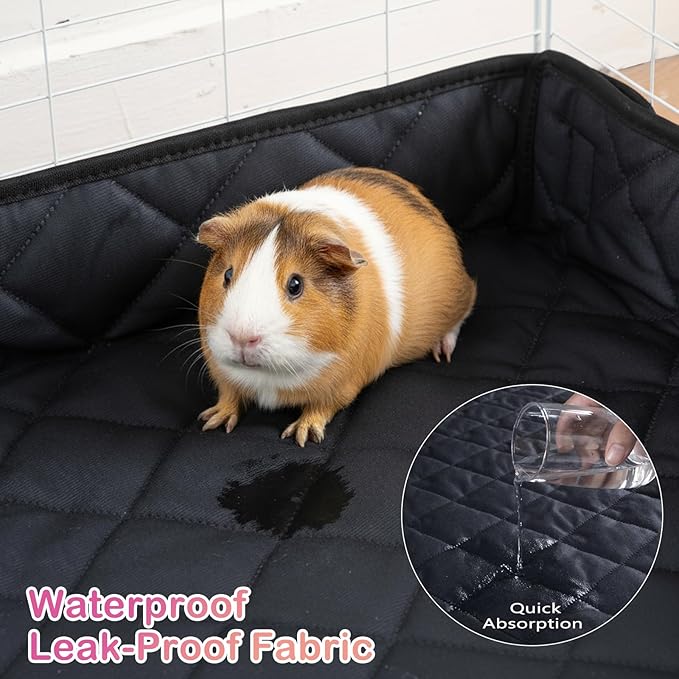 FunFurry Quilted Guinea Pig Cage Liner, Reversible & Absorbent Bottom Base, Cage Liners for Small Animals, Hamster Chinchilla Hedgehog Ferret Rabbit. (Dark Grey-Quilted, 24" X 60")