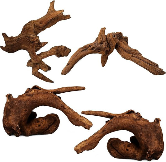 4PCS Driftwood for Aquarium, 1.96''-5.91'' Aquarium Driftwood, Fish Tank Driftwood, Ideal for Fish Tanks, Freshwater Aquariums, Terrariums（Random Style）