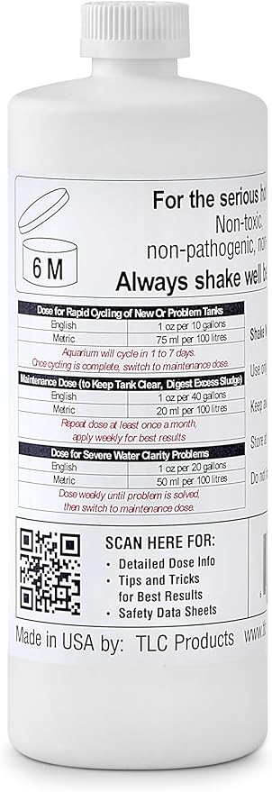 TLC Products StartSmart Complete Freshwater Aquarium Cycle Starter & Beneficial Nitrifiers, Supports Clear Water & Biofiltration, Reduces Excess Sludge, 32 oz. (946 ml)
