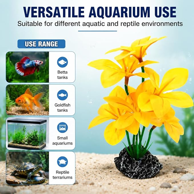 Artificial Aquarium Plants Silk Plants for Fish Tank Decorations Betta Leaf Hammock 7in Realistic Plastic Plants Hideout Decor for Betta Goldfish Reptiles Small Tanks Aquarium Accessories