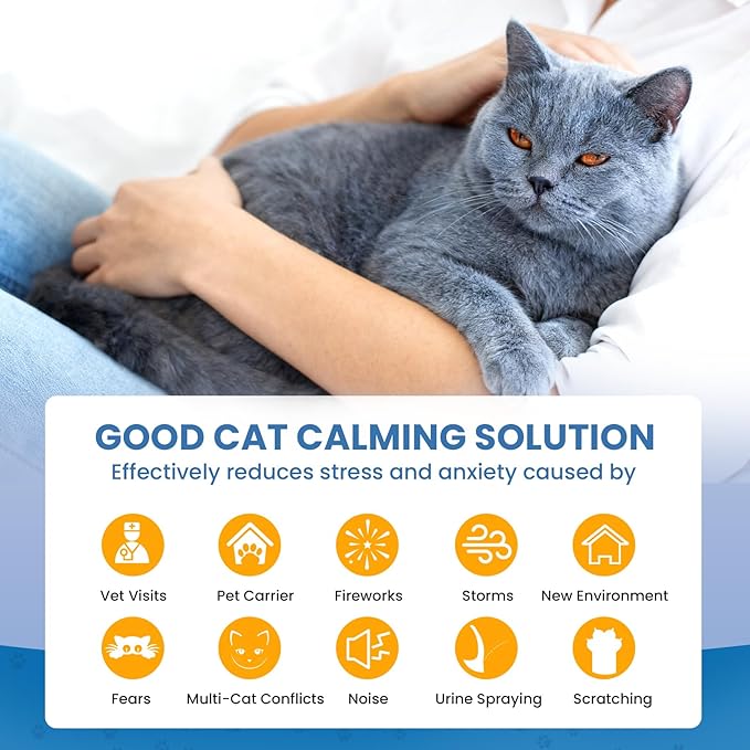 Cat Calming Diffuser, 4 in 1 Kitten Pheromones Calming Diffuser, Multicat Calming Diffuser, Relaxing Pheromone for Cat Relief Stress Anxiety Fighting Scratching, 1 Diffuser 3 Refill(48ml)