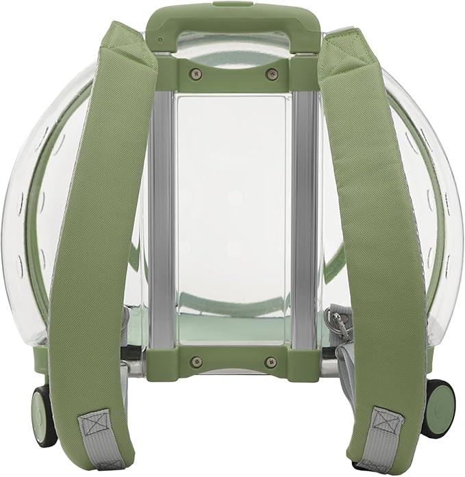 Cat Backpack Carrier, Transparent & Breathable Cat Carrier with Wheels, Large Space Bubble Pet Backpack for Kitty Dog Bunny Up to 20lbs, Multiple Carrying Options, Perfect for Traveling/Taking a Walk