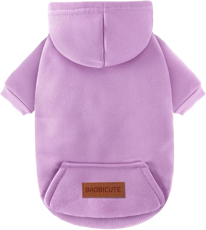 2 Pack Dog Hoodie Warm Hood Dog Sweater Cold Weather Small Dogs Sweatshirt Comfort Pet Clothes for Small Medium Dogs with Pockets (Purple, XXS (Back: 5.9",Chest: 10.6", 0.8-1.8lbs))
