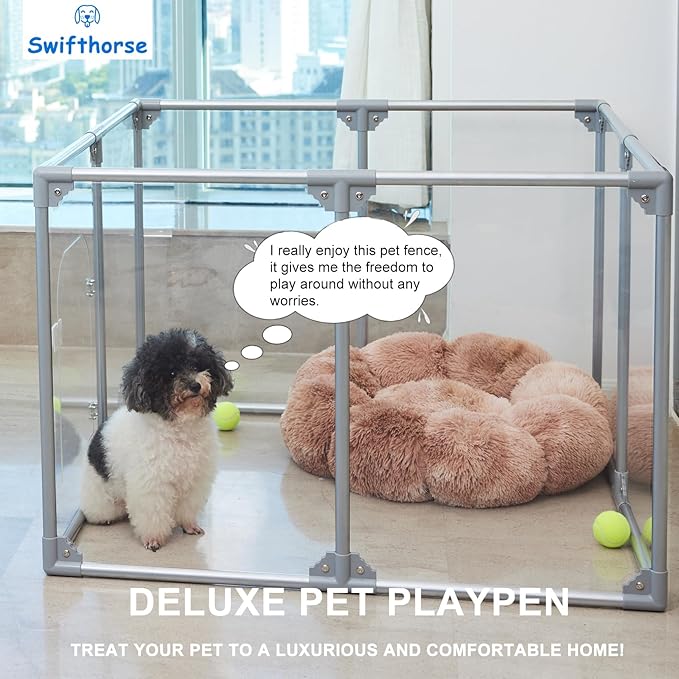 Acrylic Dog Playpen Indoor Puppy Pen 10 Panels for Puppies Dog Play Pens for Dogs Indoor