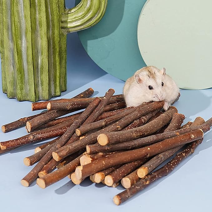 200g Apple Chew Sticks for Bunny Chinchillas,Small Animals Wood Chew Sticks,Wood Chew Toys for Rabbits Guinea Pig Hamster Gerbil Bunny