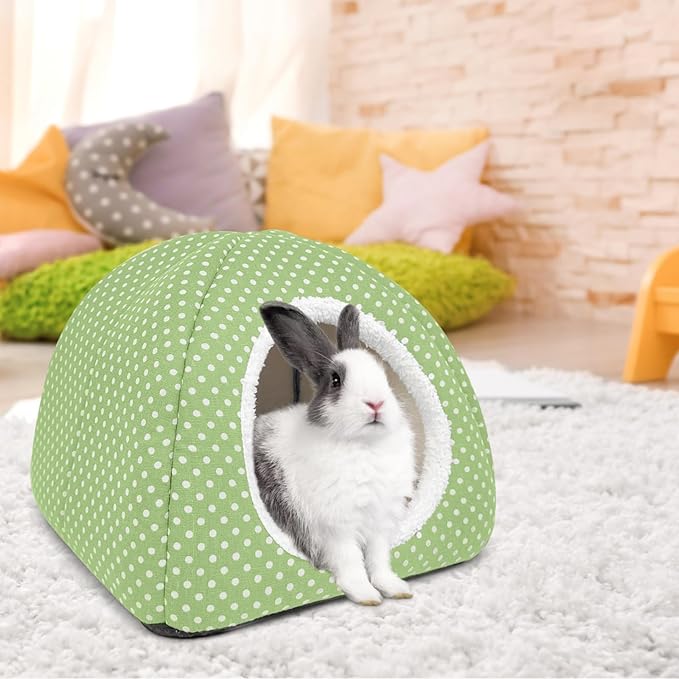 Rabbit Hideout Large Bunny Bed Washable Rabbit House and Hideout Fleece Guinea Pig Hiding Hut for Indoor Bunnies Small Animal Hideaway