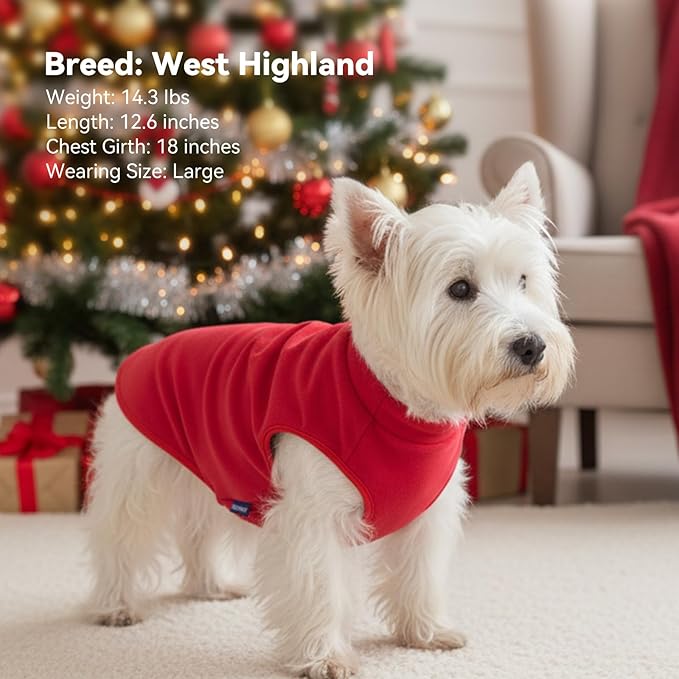 cyeollo 2 Pack Large Dog Sweater, Fleece Vest Pullover Sweatshirt Reflective Lightweight Christmas Pet Clothes for Large Dogs Dog Winter Coat Boy & Girl Pet Apparel, Red & Buffalo Plaid XXXL
