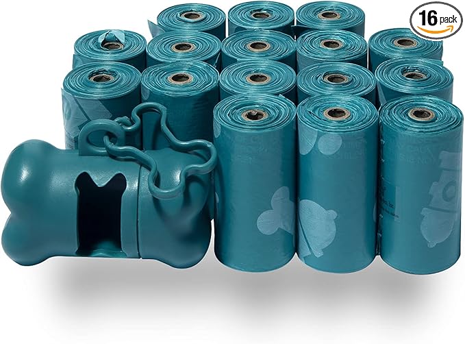 Best Pet Supplies Dog Poop Bags for Waste Refuse Cleanup, Doggy Roll Replacements for Outdoor Puppy Walking and Travel, Leak Proof and Tear Resistant, Thick Plastic - Turquoise, 240 Bags