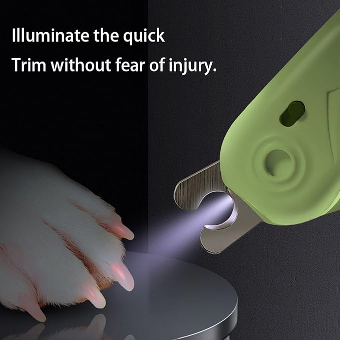 LED Dog Nail Clipper with Light, Illuminate Nails and Bloodline for Safe Trimming, with Nail File, Transparent Guard and Safety Lock, Suitable for Cats and Dogs-Green