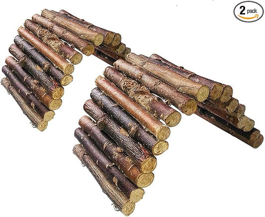 Hamiledyi Hamster Bridge Rat Ladder Wooden Bridge Toy for Small Animals Cage Wood Ladder Natural Hideout for Guinea Pig Chinchilla Ferret Reptile (Pack of 2) (2 Ladder)
