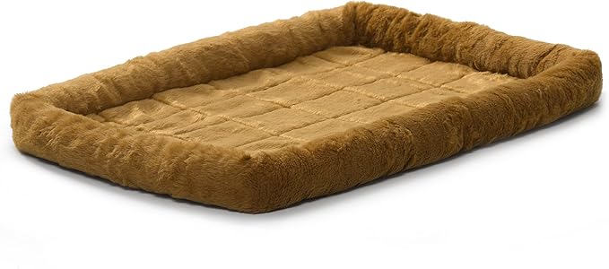 MidWest Homes for Pets QuietTime Dog Bed - Cinnamon Faux Fur Bolster, Ultra-Soft and Machine Washable, Fits 48-Inch Crates and Carriers, for Extra-Large Breed Dogs