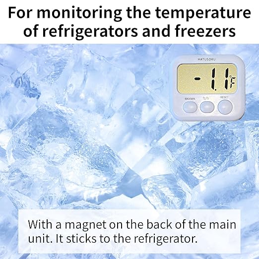 HATUSOKU Digital Thermometer with External Sensor, Magnet, Suction Cup, Water Thermometer, Aquarium, Refrigerator, Freezer (White)