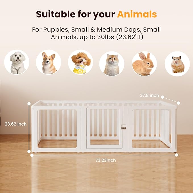 15 Pcs DIY Plastic Acrylic Dog Playpen with Clear Dog Gate, Clear Acrylic Dog Pen for Indoor Easy to Assemble and Disassemble，23.6" Height