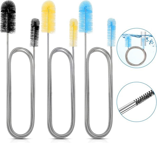 Patelai 3 Pcs Aquarium Filter Hose Brush Stainless Flexible 61 '' | Cleaning Long Brush Double-Ended Bent Pipe Cleaner Steel Spring for Lab Fish Tank Aquarium, 3 Color(61.02 inches)