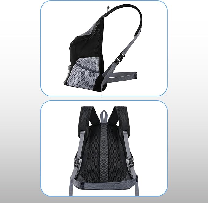 Adjustable Pet Dog Carrier Backpack,Ventilated Breathable Pet Carrier for Small Dogs Cats,Cat Carrier Backpack with Safety Belt for Travel Hiking Outdoor,Max 14 lbs,Black