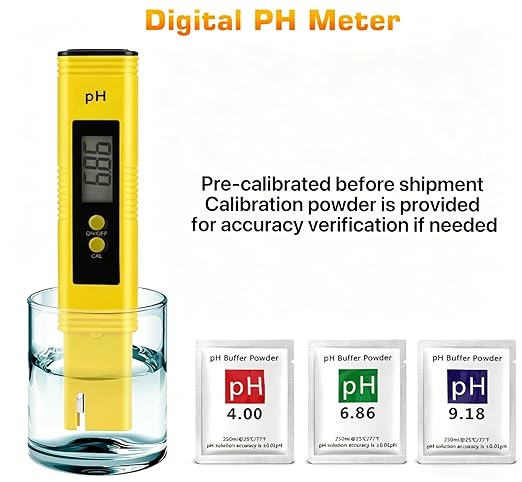 Digital pH Meter Tester Pen for Water, Pre-Calibrated, High Accuracy ±0.01, 0–14 pH Range, Pocket Size for Drinking Water, Pool, Aquarium & Hydroponics (Yellow)