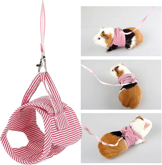 Squirrel Vest Harness, Soft Cotton Clothes for Guinea Pig and Small Pets, Adjustable Outdoor Vest and Leash Set for Small Animal Walking (S)