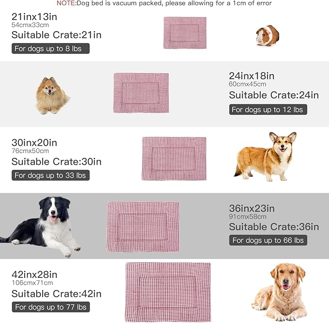 BVAGSS Reversible Dog Crate Pad, Memory Foam Pet Bed Mat, Soft Warm Machine Washable Sleeping Kennel Mattress for Small Medium Dogs XH079 (30''x20''x1.6'',Pink)