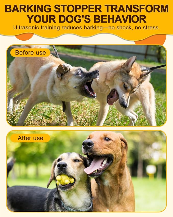 Anti Barking Device for Dogs, Rechargeable Ultrasonic Bark Box with 3 Adjustable Modes, Safe Dog Bark Deterrent Device with 35ft Range Indoor and Outdoor Use