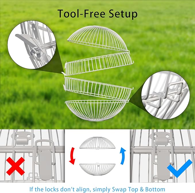 Rolling Small Animal Cage 11.8 inches, Metal Mesh Ball Cage for Hamsters Gerbils and Mice, Portable Indoor and Outdoor Exercise Cage for Supervised Play