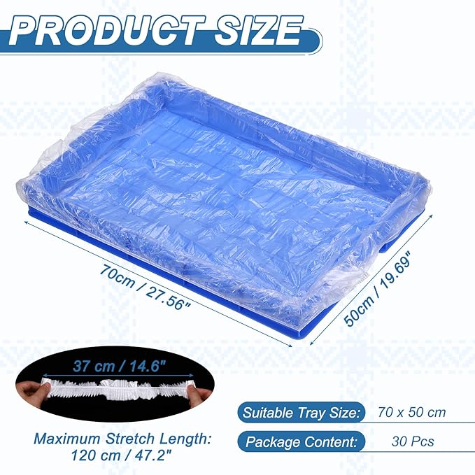 Disposable Bird Cage Liners, Clear Plastic Cage Liners for 28x20 Inch Pallets Tray Universal Elastic Film, (30 Pcs), Intended for Parakeet/Cockatiels/Rabbit/Guinea Pig