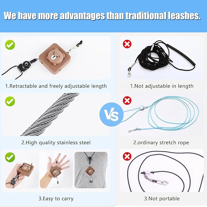Bird Leash Bird Traction Rope Parrot Flying Rope Adjustable Small Animal Walking Harness 20FT/236IN with 6 Different Sizes of Soft Foot Ring (20FT, White cat)