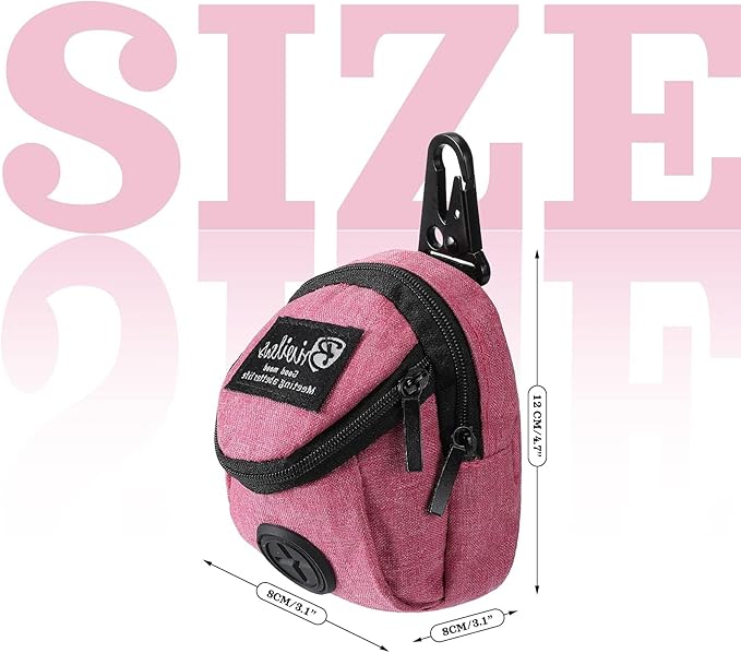 Talltalk 2 Pieces Dog Treat Pouch Pet Dog Poop Holder Dispenser Outdoor Carrier Waste Zipper Pouch with Metal Button for Most Leash(Pink,Grey)