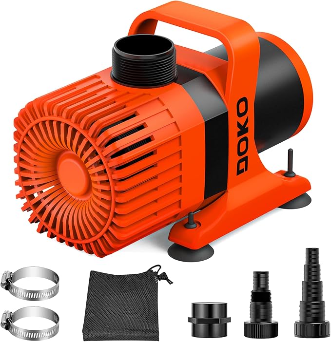DOKO 2600GPH Submersible Water Pump, 200W High Flow Pond Pump with 20 FT Lift Height & 20FT Power Cord, Ultra Quiet Fountain Pump for Large Ponds, Aquarium, Waterfalls, Fish Tank, Hydroponic