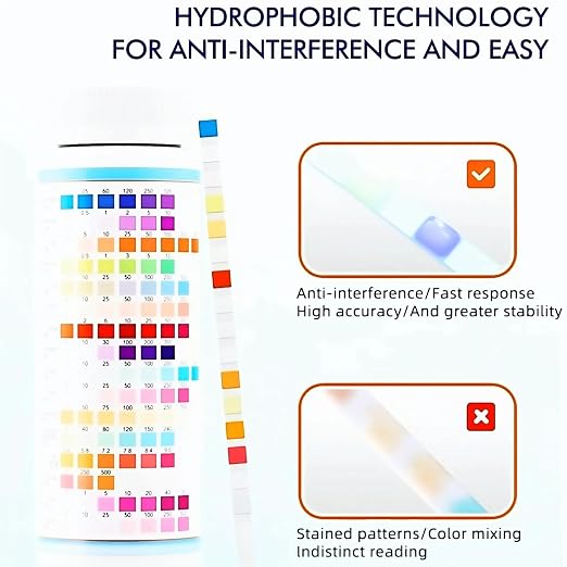 16 in 1 Drinking Water Test Kit Water Tester for Drinking Water | 100 Strips,Home Tap and Well Water Test Kit for Iron, Copper, Nickel, Zinc, Cobalt ,PH,sulfate, nitrite, nitrate.