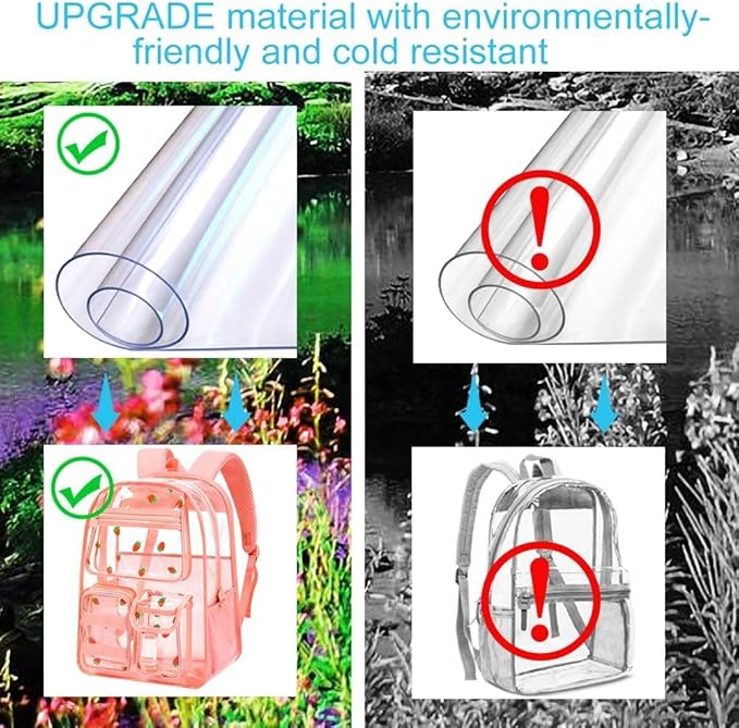 CCJPX 3Pcs Clear Backpack for Girls, School Transparent Bookbag, Heavy Duty See Through Backpacks for Teens Elementary