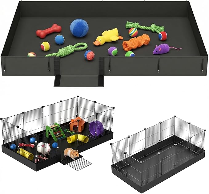 Guinea Pig Cage Liner, Open Door Waterproof Liner for C&C Rabbit Cage, Easy to Install, Tarp Bottom Waterproof, Not Include Cage (24" X 48")