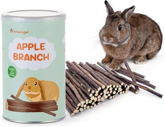 Niteangel Apple Sticks Natural Chew Toys for Rabbits, Chinchilla, Guinea Pigs, Hamsters and Other Small Animals (Apple Twig)