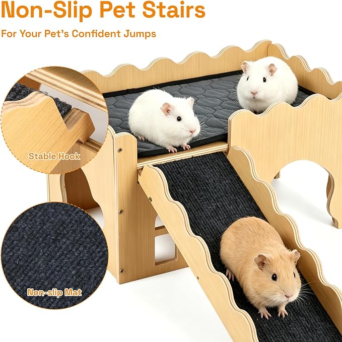 Guinea Pig Hideout Cave House - Natural Rock-Style Small Animal Hideaway for Guinea Pigs & Rabbits, Extra Large Indoor Habitat with Waterproof Liner Included, Chew Proof（Classic Style）
