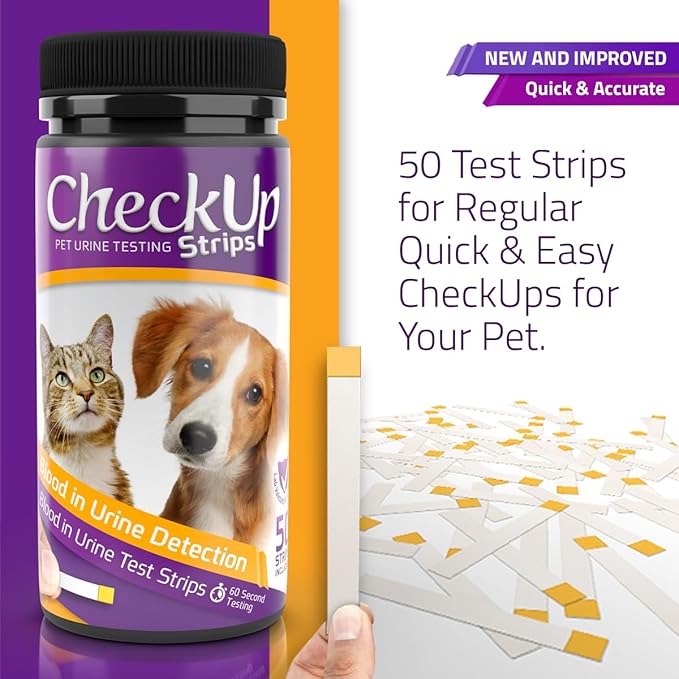 KIT4CAT CheckUp Blood in Urine Test Strips for Cats & Dogs | At-Home Hematuria Detection, Urinary Health Monitoring – 50 Reagent Strips