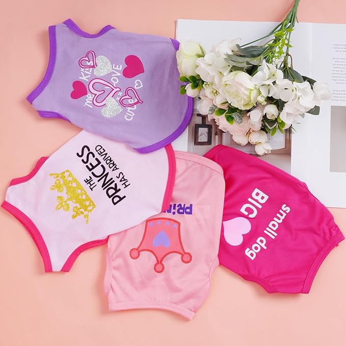 Pistha 4 Pack Dog Shirts Summer Printed Puppy Clothes Cute Sleeveless Pet T Shirts Dog Clothes for Small Medium Dogs Cats Girl(L)